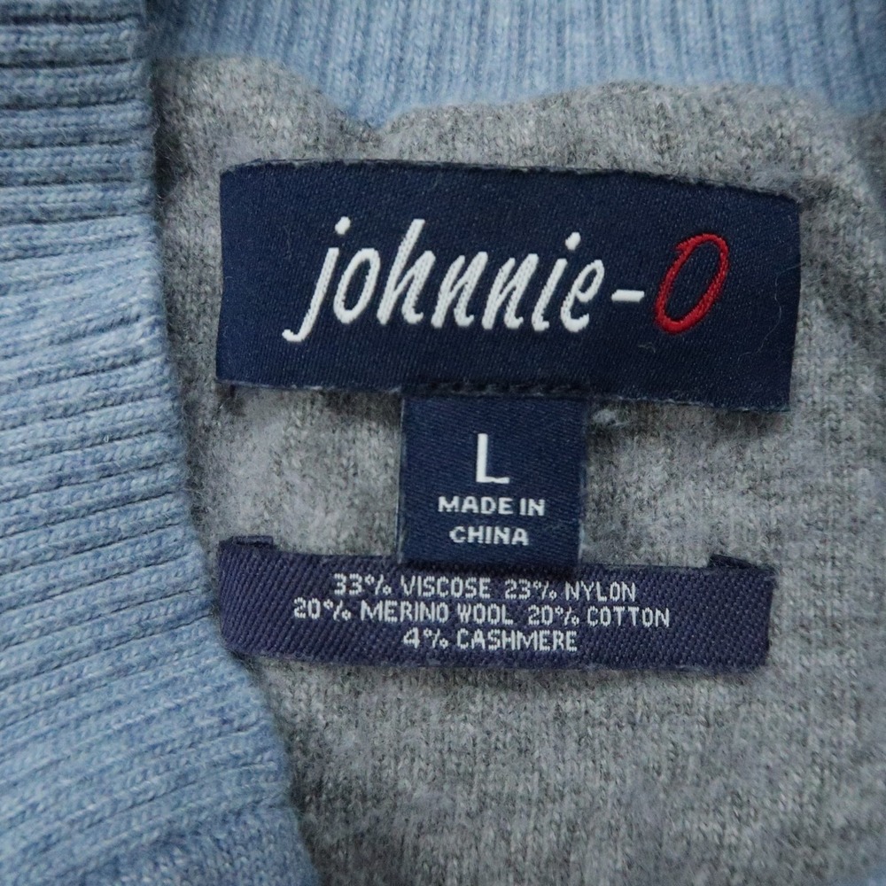 johnnie O Sweater Mens Large Blue Esteban Johnny Collar Pullover Wool Cashmere - Picture 3 of 10